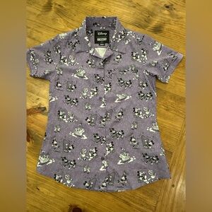 RSVLTS Women’s Disney100 Dancing Toons Short Sleeve Button Down Shirt